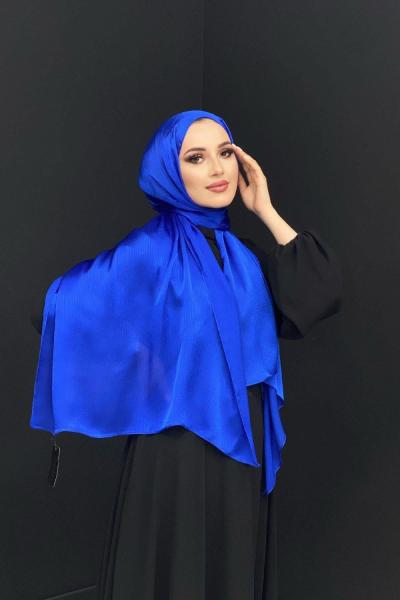 Abiye Janjan Parlak Şal Saks Mavisi