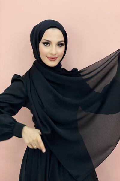 Abiye Janjan Parlak Şal Siyah