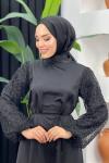 Aden Saten Elbise Siyah