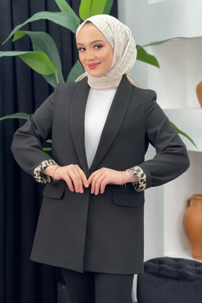 Adil Leopar Ceket Siyah