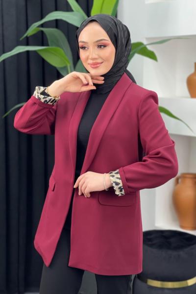 Adil Leopar Ceket Bordo