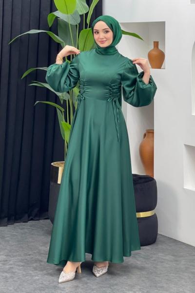 Afra Saten Elbise Zümrüt