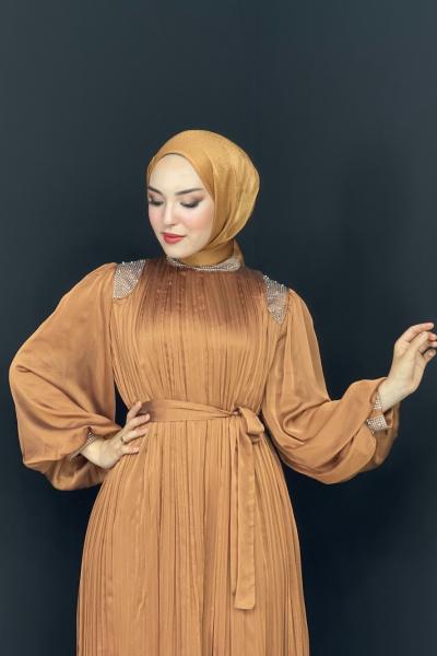 Ahu Taşlı Abiye Camel