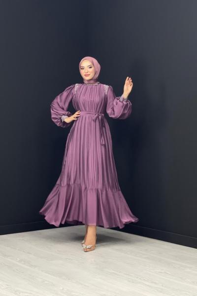 Ahu Taşlı Abiye Mor