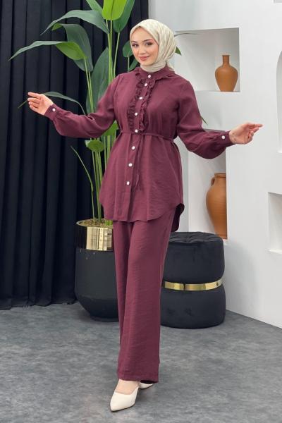 Alçin Pantolonlu Takım Bordo