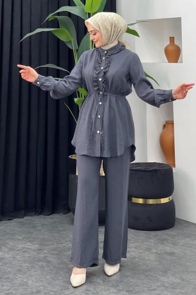 Alçin Pantolonlu Takım Gri