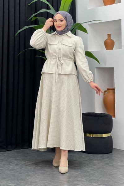 Anka Tüvit Etekli Takım Taş Rengi