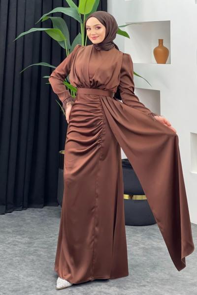 Aybüke Saten Abiye Kahverengi