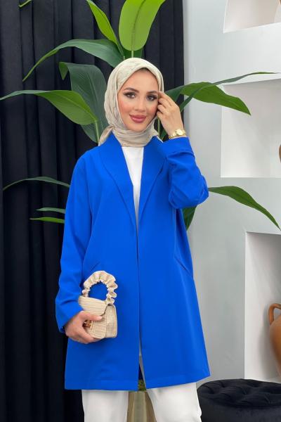 Ayrobin Şal Yaka Pelerin Saks Mavisi