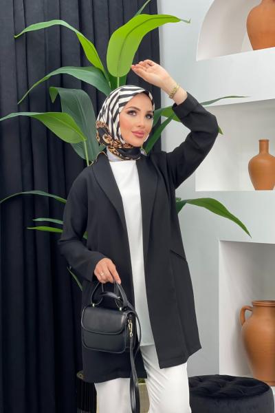 Ayrobin Şal Yaka Pelerin Siyah