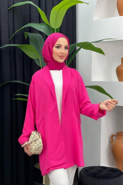 Ayrobin Şal Yaka Pelerin Fuşya