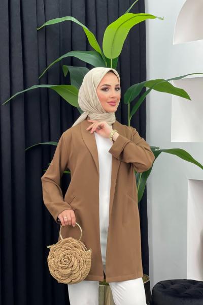 Ayrobin Şal Yaka Pelerin Kahverengi