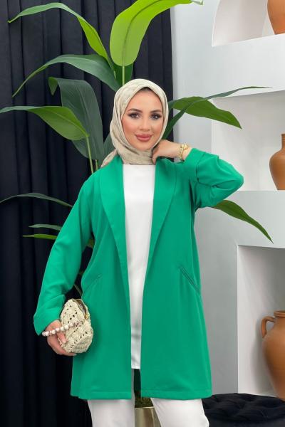 Ayrobin Şal Yaka Pelerin Benetton Yeşili