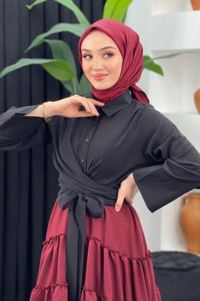 Bağlamalı Gömlek Siyah