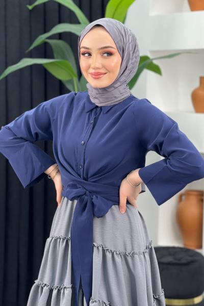 Bağlamalı Gömlek Lacivert