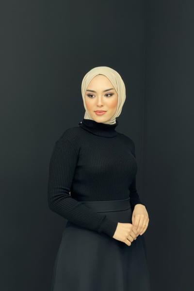 Balıkçı Yaka Triko Kazak Siyah