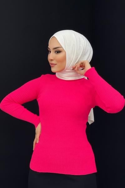 Balıkçı Yaka Triko Kazak Pembe