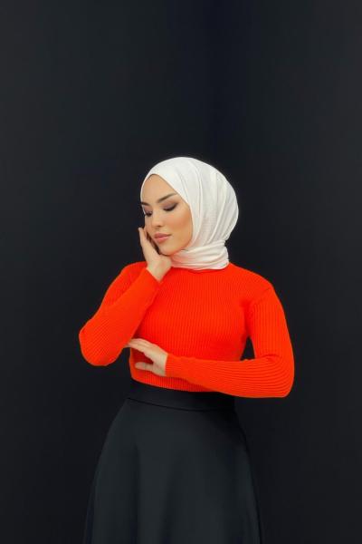 Balıkçı Yaka Triko Kazak Turuncu