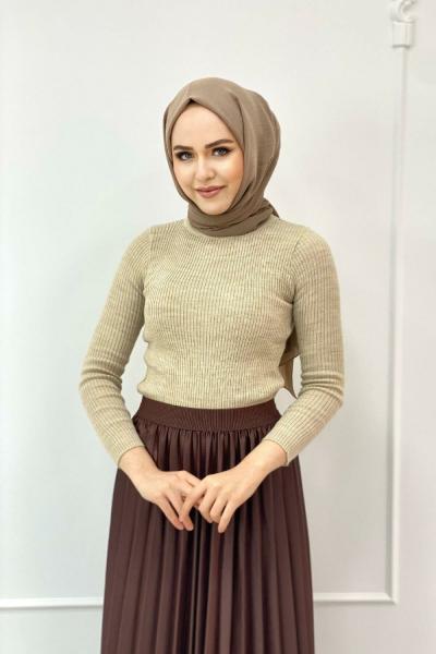 Balıkçı Yaka Triko Kazak Krem