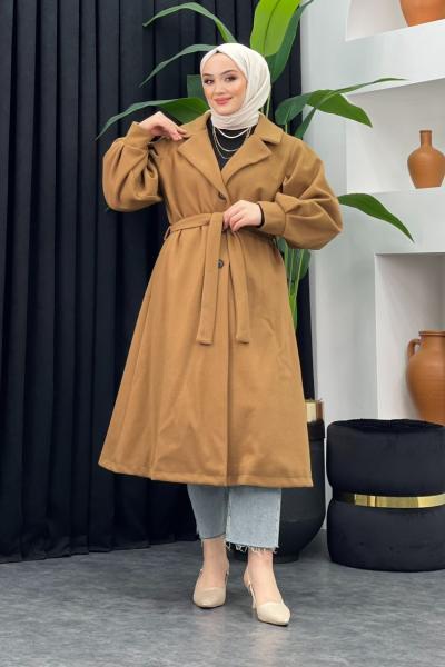 Balon Kol Kaşe Kaban Sütlü Kahve