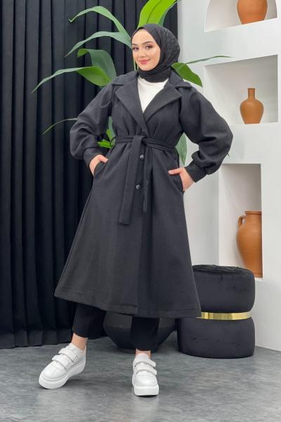 Balon Kol Kaşe Kaban Antrasit