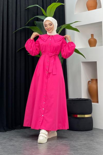 Bebe Yaka Elbise Fuşya