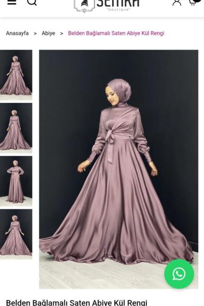 Belden Bağlamalı Saten Abiye Kül Rengi