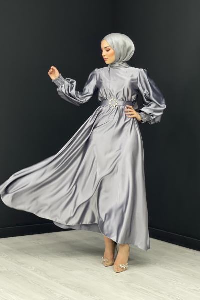 Bengisu Parlak Elbise Gri