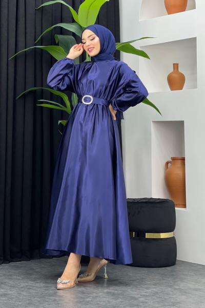 Bengisu Parlak Elbise Lacivert