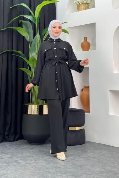 Buğlem Pantolonlu Takım Siyah