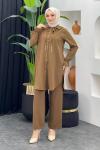 Çağla Pantolonlu Takım Kahverengi