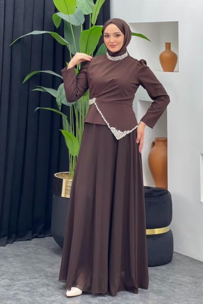 Cankız Abiye Kahverengi