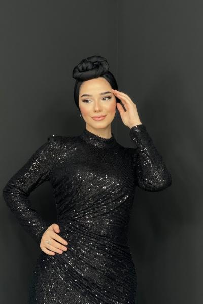 Cansu Payetli Abiye Siyah