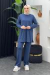 Cebi Taş Detaylı Takım İndigo Mavisi