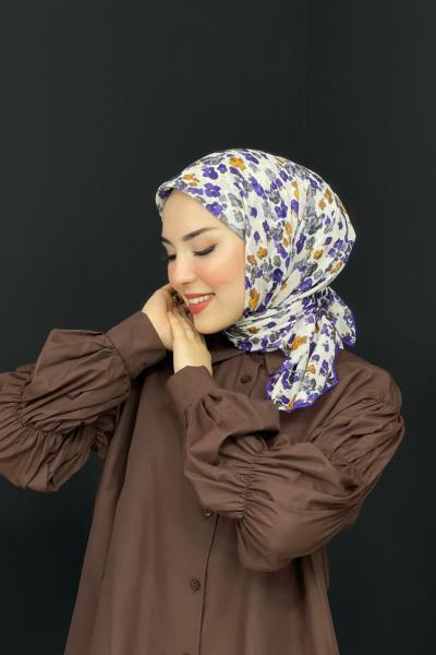 Çiçekli Eşarp Kahverengi