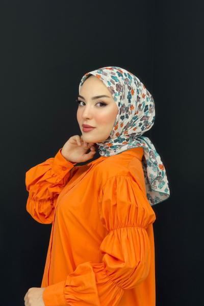 Çiçekli Eşarp Turuncu