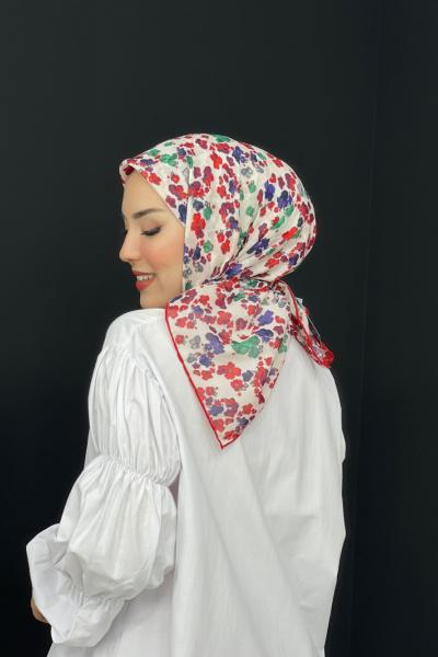 Çiçekli Eşarp Kırmızı