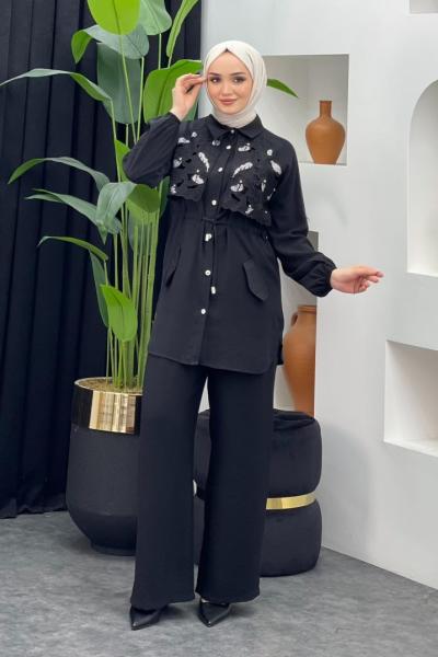 Çift Cep Pike Takım Siyah