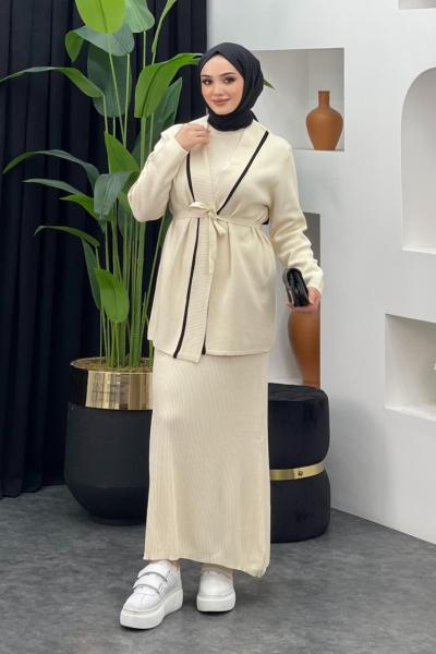 Cihan Hırkalı Elbise Taş Rengi