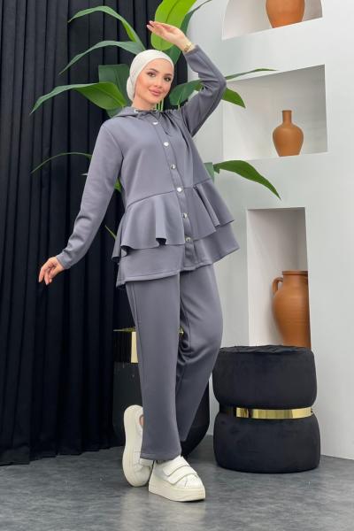 Çıt Çıtlı Scuba Takım Gri