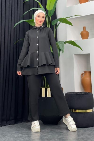 Çıt Çıtlı Scuba Takım Siyah