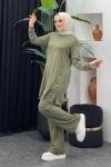 Çıtçıt Detaylı Takım Haki Yeşili