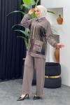 Clara Pantolonlu Takım Kahverengi