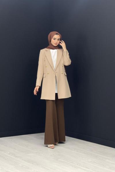 Cool Blazer Ceket Vizon