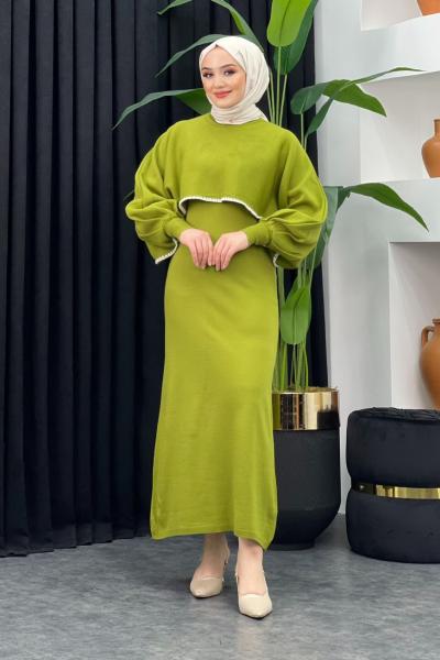 Croplu Elbise Fıstık Yeşili