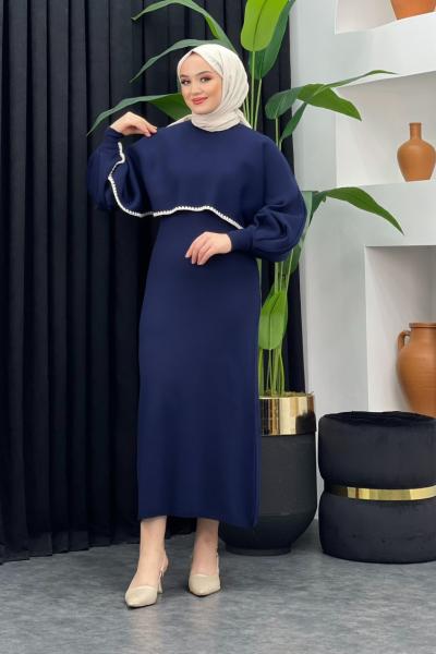 Croplu Elbise Lacivert