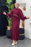 Croplu Elbise Bordo