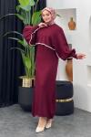 Croplu Elbise Bordo