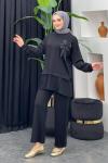 Damla Pantolonlu Takım Siyah