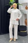 Damla Pantolonlu Takım Beyaz
